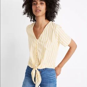 Madewell Striped Front Tie Button Top